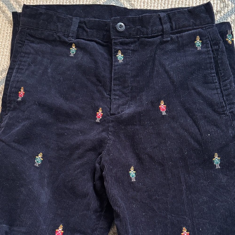 EUC Kitestrings Dark Blue Corduroy Pants with Embroided Nutcracker Sz 14